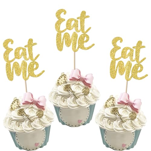 Xsstarmi 24 Packung Eat Me Cupcake Toppers Glitzer Take One Try Me Tea Party Wonderland Cupcake Picks für Kinder Geburtstag Party Kuchendekoration Gold Xsstarmi 24 Packung Eat Me Cupcake Toppers Glitzer Take One Try Me Tea Party Wonderland Cupcake Picks für Kinder Geburtstag Party Kuchendekoration Gold von Xsstarmi