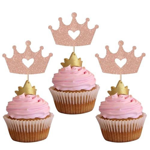 Xsstarmi 24 Packung Krone Cupcake Toppers Glitzer Prinzessin Königin Cupcake Picks für Jahrestag Geburtstag Party Kuchendekoration Roségold Xsstarmi 24 Packung Krone Cupcake Toppers Glitzer Prinzessin Königin Cupcake Picks für Jahrestag Geburtstag Party Kuchendekoration Roségold von Xsstarmi