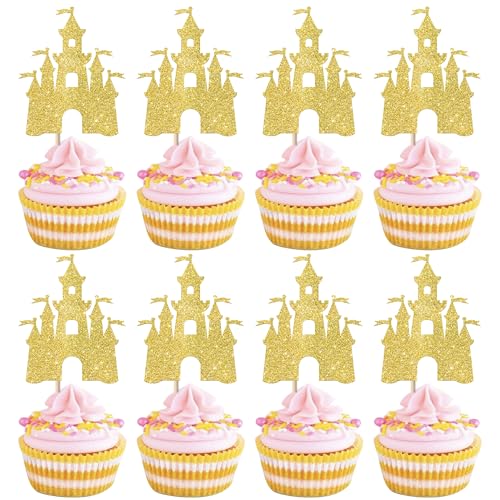 Xsstarmi 24 Packung Schloss Cupcake Toppers Glitzer Märchenschloss Cupcake Picks für Jubiläum Kindergeburtstag Party Kuchendekoration Gold Xsstarmi 24 Packung Schloss Cupcake Toppers Glitzer Märchenschloss Cupcake Picks für Jubiläum Kindergeburtstag Party Kuchendekoration Gold von Xsstarmi