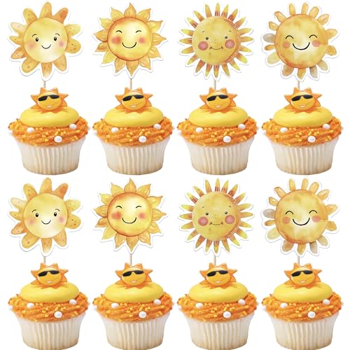 Xsstarmi 36 Packung Cupcake-Topper mit Sonne, Smiley, Sonnenschein, Blume, Cupcake-Picks für Cartoon-Sonne-Thema, Babyparty, Geburtstagsparty, Kuchendekoration, Zubehör Xsstarmi 36 Packung Cupcake-Topper mit Sonne, Smiley, Sonnenschein, Blume, Cupcake-Picks für Cartoon-Sonne-Thema, Babyparty, Geburtstagsparty, Kuchendekoration, Zubehör von Xsstarmi