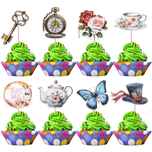 Xsstarmi 40 Packung Alice im Wunderland Cupcake Toppers Schmetterling Schlüssel Mad Hatter Cupcake Picks Eat Me Tee-Party Kuchendekorationen für Retro Hochzeitstag Jubiläum Geburtstag Party Zubehör Xsstarmi 40 Packung Alice im Wunderland Cupcake Toppers Schmetterling Schlüssel Mad Hatter Cupcake Picks Eat Me Tee-Party Kuchendekorationen für Retro Hochzeitstag Jubiläum Geburtstag Party Zubehör von Xsstarmi
