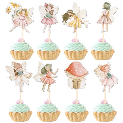 Xsstarmi 40 Packung Fairy Cupcake Toppers Beidseitig Mushroom House Flower Fairy Cupcake Picks für Fairy Hochzeit Geburtstag Zubehör für Party Kuchendekorationen Xsstarmi 40 Packung Fairy Cupcake Toppers Beidseitig Mushroom House Flower Fairy Cupcake Picks für Fairy Hochzeit Geburtstag Zubehör für Party Kuchendekorationen von Xsstarmi