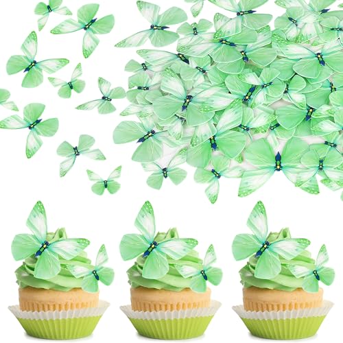 Xsstarmi 72 Stück Oblaten Papier Schmetterlinge Cupcake Topper Essbare Schmetterling Kuchen Dekorationen Schmetterling Geburtstag Party Dekorationen für Hochzeit Geburtstag Jahrestag Party Cupcake von Xsstarmi