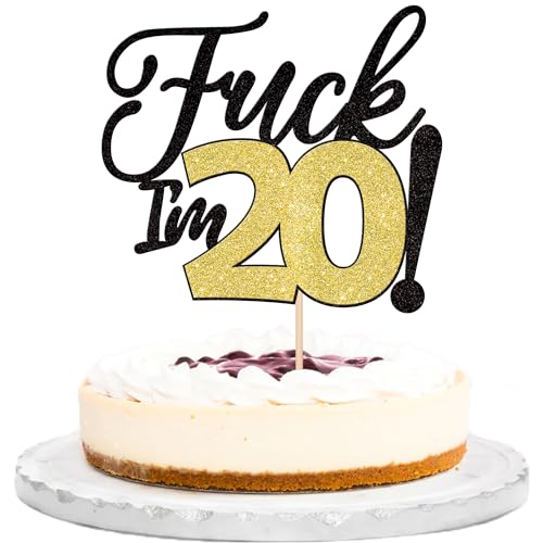 Xsstarmi Kuchendekoration zum 20. Geburtstag, lustig, Schwarz / Gold, Glitzer, 20 und fabelhafte 20. Geburtstag, Kuchendekoration für Prost bis 20 Jahre alt Xsstarmi Kuchendekoration zum 20. Geburtstag, lustig, Schwarz / Gold, Glitzer, 20 und fabelhafte 20. Geburtstag, Kuchendekoration für Prost bis 20 Jahre alt von Xsstarmi