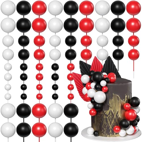 Xsstarmi Paper Palm Fan Cake Topper Dekorationen mit Mini-Kugeln Kuchen Pick für Babyparty, Hochzeit, Brautparty, Geburtstagsfeier, DIY Kuchen Dekorationen Supplies Schwarz Weiß Rot Xsstarmi Paper Palm Fan Cake Topper Dekorationen mit Mini-Kugeln Kuchen Pick für Babyparty, Hochzeit, Brautparty, Geburtstagsfeier, DIY Kuchen Dekorationen Supplies Schwarz Weiß Rot von Xsstarmi