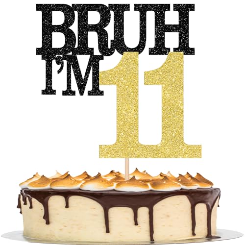 Xsstarmi Tortenaufsatz "Happy 11th Birthday", Schwarz / Gold, Glitzer, Bruh I'm 11 Thema, Kuchendekoration für Cheers to 11 Years Birthday Party Cake Decorations Supplies Xsstarmi Tortenaufsatz "Happy 11th Birthday", Schwarz / Gold, Glitzer, Bruh I'm 11 Thema, Kuchendekoration für Cheers to 11 Years Birthday Party Cake Decorations Supplies von Xsstarmi