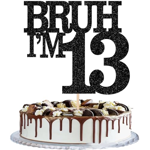 Xsstarmi Tortenaufsatz "Happy 13th Birthday", schwarzer Glitzer, Bruh I'm 13, für Cheers to 13 Years Birthday Party Cake Decorations Supplies Xsstarmi Tortenaufsatz "Happy 13th Birthday", schwarzer Glitzer, Bruh I'm 13, für Cheers to 13 Years Birthday Party Cake Decorations Supplies von Xsstarmi