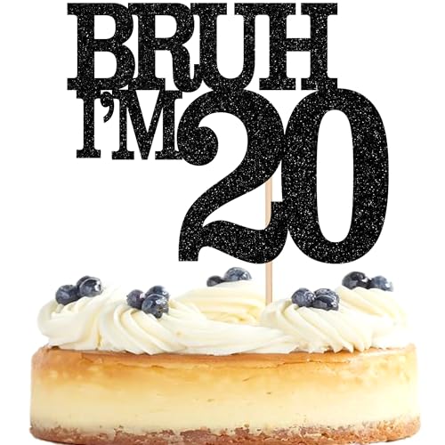 Xsstarmi Tortenaufsatz "Happy 20th Birthday", schwarzer Glitzer, Bruh I'm 20, für Cheers to 20 Years Birthday Party Cake Decorations Supplies Xsstarmi Tortenaufsatz "Happy 20th Birthday", schwarzer Glitzer, Bruh I'm 20, für Cheers to 20 Years Birthday Party Cake Decorations Supplies von Xsstarmi