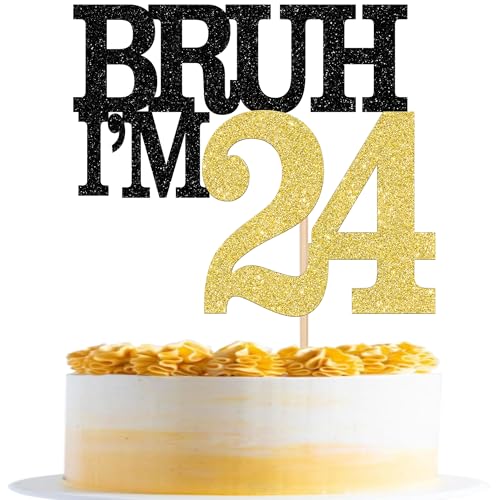 Xsstarmi Tortenaufsatz "Happy 24th Birthday", Schwarz / Gold, Glitzer, Bruh I'm 24 Thema, Kuchendekoration für Cheers to 24 Years Birthday Party Kuchen Dekorationen Supplies Xsstarmi Tortenaufsatz "Happy 24th Birthday", Schwarz / Gold, Glitzer, Bruh I'm 24 Thema, Kuchendekoration für Cheers to 24 Years Birthday Party Kuchen Dekorationen Supplies von Xsstarmi