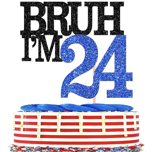 Xsstarmi Tortenaufsatz "Happy 24th Birthday", glitzernd, Bruh I'm 24, für Cheers to 24 Years Birthday, Party-Kuchendekorationen, 1 Packung Xsstarmi Tortenaufsatz "Happy 24th Birthday", glitzernd, Bruh I'm 24, für Cheers to 24 Years Birthday, Party-Kuchendekorationen, 1 Packung von Xsstarmi