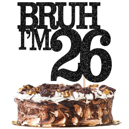 Xsstarmi Tortenaufsatz "Happy 26th Birthday", schwarzer Glitzer, Bruh I'm 26 Thema, Kuchendekoration für Cheers to 26 Years Birthday Party Cake Decorations Supplies Xsstarmi Tortenaufsatz "Happy 26th Birthday", schwarzer Glitzer, Bruh I'm 26 Thema, Kuchendekoration für Cheers to 26 Years Birthday Party Cake Decorations Supplies von Xsstarmi