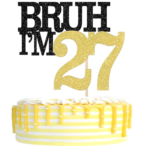 Xsstarmi Tortenaufsatz "Happy 27th Birthday", Schwarz / Gold, Glitzer, Bruh I'm 27 Thema, Kuchendekoration für Cheers to 27 Years Birthday Party Kuchen Dekorationen Supplies Xsstarmi Tortenaufsatz "Happy 27th Birthday", Schwarz / Gold, Glitzer, Bruh I'm 27 Thema, Kuchendekoration für Cheers to 27 Years Birthday Party Kuchen Dekorationen Supplies von Xsstarmi