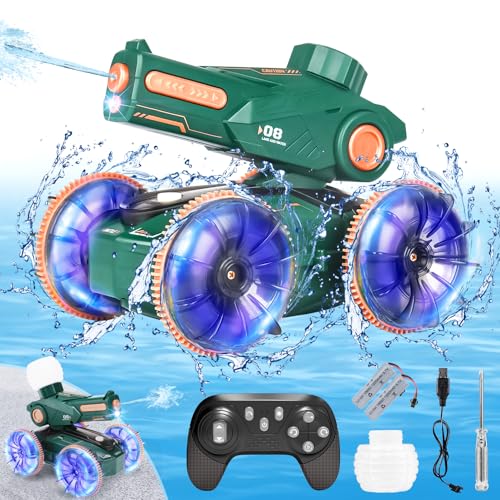 Amphibienfahrzeug Ferngesteuertes Auto ab 4 5 6 7 8 9 Jahre, 4WD 360° Drehbares RC Auto Ferngesteuert Boot Indoor Outdoor Spielzeug Geburtstags Weihnachten Geschenke für Kinder ab 3-12 Jahre, 2 Akkus von XstarG