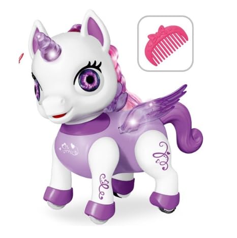 Einhorn Roboter für Mädchen, Einhorn Geschenke für Mädchen, Ferngesteuertes Einhorn Roboter Kinder Spielzeug mit LED-Flügeln, Musik, Tanzend, RC Kinderspielzeug Geschenk für 4-8-12 Jahre Mädchen Junge von XstarG