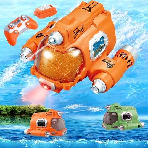 Ferngesteuertes Boot für Kinder RC Boot 2,4 GHz Pool Spielzeug Kinder mit Wasserpistolenfunktion/ Lichtfunktion, Wasserspielzeug für Pools Lakes Jungen Mädchen Spielzeug im Freien Geschenke (Orange) von XstarG