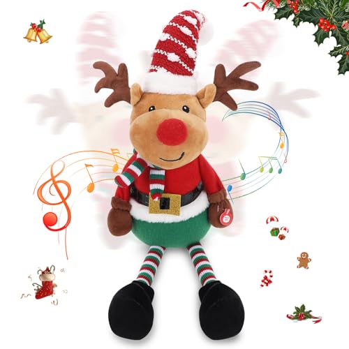 XstarG Singendes Tanzendes Weihnachts Plüschtier Weihnachtselch Kuscheltiere Plüsch Weihnachten Dekoration Stofftiere Plüschpuppe Spielzeug mit Aufzeichnungs (Christmas Reindeer) von XstarG