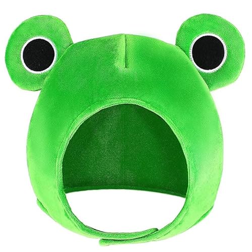 Xsysmile Lustige Plüsch-Frosch-Hut, niedliche Frosch-Kopfbedeckung für Halloween-Kostüm, Cosplay, Party (grüner Frosch) von Xsysmile