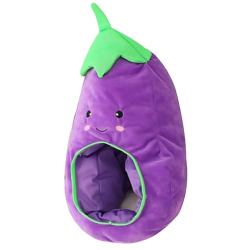 Xsysmile Lustiger Plüsch-Gemüse-Hut, niedliche Karotten-Brokkoli-Auberginen-Tomaten-Kopfbedeckung für Halloween-Kostüm, Cosplay-Party (Aubergine, 2) von Xsysmile