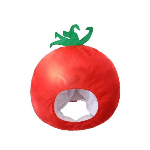 Xsysmile Lustiger Plüsch-Gemüse-Hut, niedliche Karotten-Brokkoli-Auberginen-Tomaten-Kopfbedeckung für Halloween-Kostüm, Cosplay-Party (Tomato-2) von Xsysmile