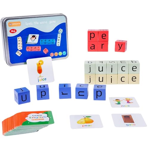 Xtauaguh Buchstabier-Wortspiele, Kreuzworträtsel-Holzblöcke,Kreative Wortlernspiele | -Lernspielzeug aus Holz, lustiges Puzzle für die Früherziehung für Zuhause, Vorschule, Kindergarten von Xtauaguh