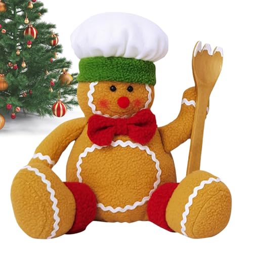 Xtauaguh Gefülltes Lebkuchenmädchen und -Junge, Lebkuchenplüsch - Süße Weihnachtsplätzchen-Plüschpuppe | Lebkuchen-Gingy-Stoffspielzeug, Lebkuchenmann-Plüsch-Weihnachtsdekoration von Xtauaguh