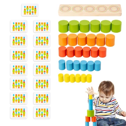 Xtauaguh Holzstapelblöcke, Stapelspielset | Balancierendes Spiel zum Stapeln von Holzklötzen | Pädagogische Vorschul-Lernaktivitäten, multifunktionales -Lernspielzeug für, Mädchen, Kinder von Xtauaguh