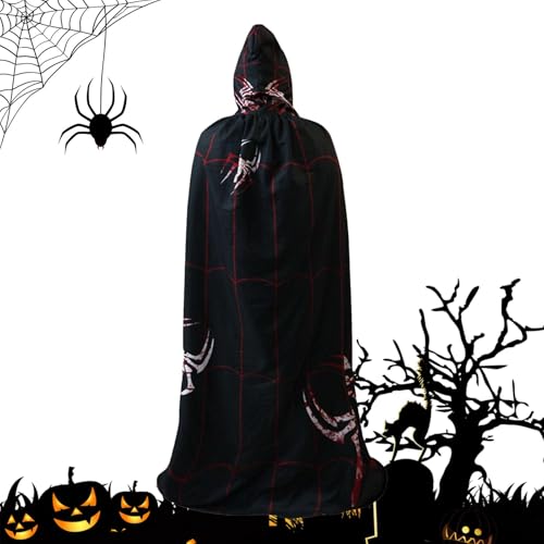 Xtauaguh Langer Umhang Halloween,Halloween Kostüm Umhang | Gruselig bedruckter Kapuzenumhang in voller Länge - Kapuzenmantel für Maskerade, Halloween-Cosplay-Kostüme für Damen und Herren von Xtauaguh