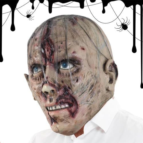 Xtauaguh Walking Dead Maske, gruselige Halloween-Maske - Realistische Gesichtsbedeckung Halloween Simulation Walking Dead Latexmaske | Gruselige Kopfbedeckung für Halloween-Horrorkostüm-Requisiten von Xtauaguh