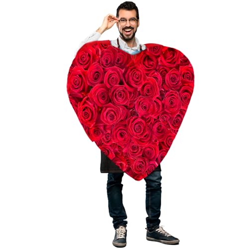 Xtinmee Halloween Love Costume Adult Costume Rose Heart Costume Red Adult Costume for Anniversary Birthday Mothers Day Valentines Day Christmas for Women Men One Size Fits Most von Xtinmee