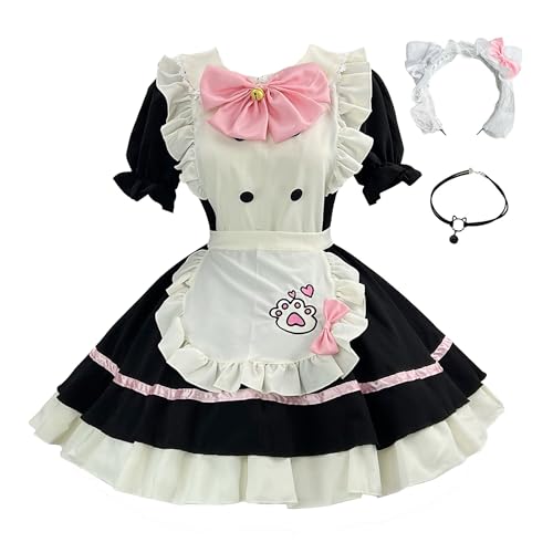 Xtyggoi Frauen Maid Schürze Outfit Anime Katze Cosplay Kleider Anzug Lolita Kleid Halloween Kostüm Zubehör von Xtyggoi