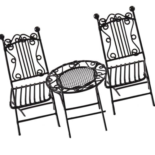 XuQiZZpp 3-in-1 Miniatur-Tisch- und Stuhl-Set aus Eisen für 1/12 Puppenhäuser, Dekorationen, Bastelprojekte und Gartenausstellungszubehör XuQiZZpp 3-in-1 Miniatur-Tisch- und Stuhl-Set aus Eisen für 1/12 Puppenhäuser, Dekorationen, Bastelprojekte und Gartenausstellungszubehör von XuQiZZpp