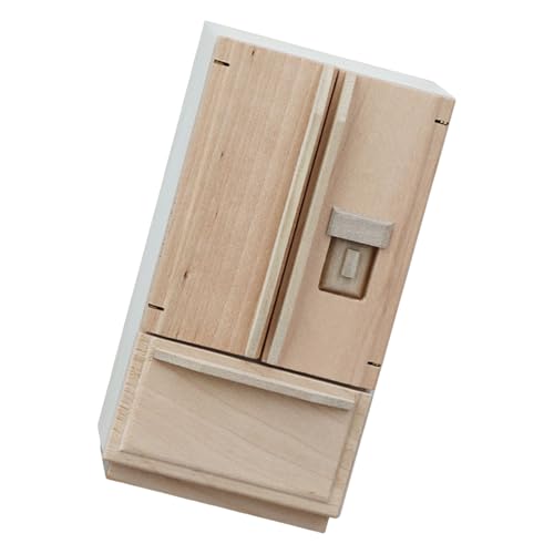 XuQiZZpp Miniatur-Holz-Kühlschrank-Modell-Möbel für 1/12 Puppenhäuser, Küchen-Display, Doppel-Kühlschrank-Figur XuQiZZpp Miniatur-Holz-Kühlschrank-Modell-Möbel für 1/12 Puppenhäuser, Küchen-Display, Doppel-Kühlschrank-Figur von XuQiZZpp