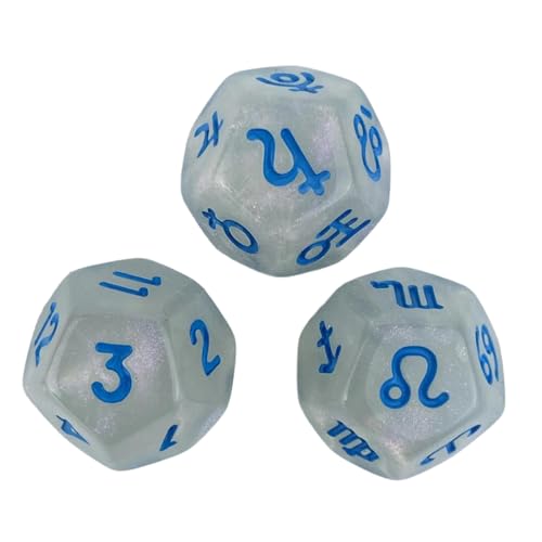 Tarots-Kartenwürfel, 12-seitige astrologische Würfel, Sternbilder, Wahrsagungswürfel für Wahrsagungen, Gaming-Zubehör, 12-seitige astrologische Acrylwürfel, 3 Stück von Xuancai