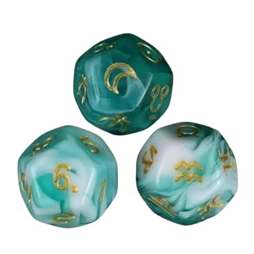 Tarots-Kartenwürfel, 12-seitige astrologische Würfel, Sternbilder, Wahrsagungswürfel für Wahrsagungen, Gaming-Zubehör, 12-seitige astrologische Acrylwürfel, 3 Stück von Xuancai