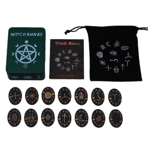 Xuancai Hexenrune, graviertes Magie-Symbol, 14 Runenkarten, 1 Tasche, 1 Etui, Kulturkunst für Modebegeisterte, sichtbares Symbol-Spiel-Set von Xuancai