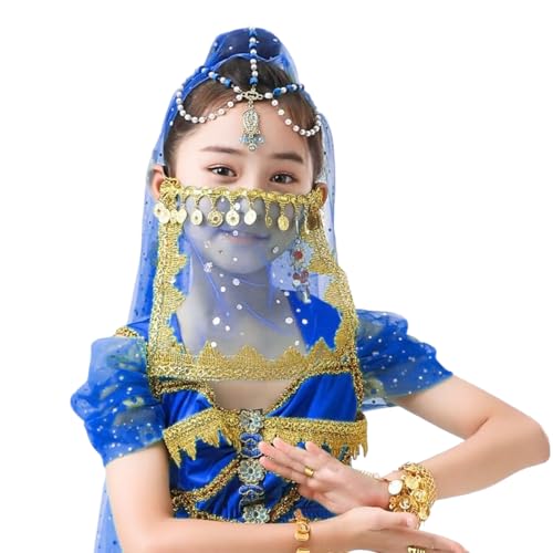 Xuanxi Bauchtanz-Gesichtsschleier für Mädchen und Frauen, arabisches Nacht-Outfit, Halloween-Kostüm, Cosplay, Schleier, modischer Halbgesichtsschleier von Xuanxi