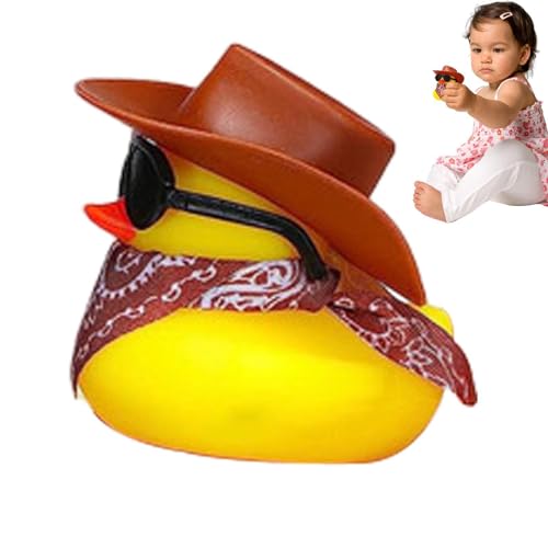 Coole Gummi Enten Sonnenbrille, Lustige Badeente Mit Cowboyhut, Cowboy Armaturenbrett Ente, Quietsche Ente Badespielzeug, Cooles Auto Enten Ornament Für Armaturenbrett Mit Niedlich Prop von Xujuika