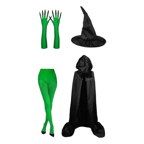 Xujuika Halloween Hexenkostüm | Hut mit grünen Klauenhandschuhen | Dress Up Kit für Cosplay, Karneval, Festival, Rollenspiel, Maskerade, Film, Halloween Xujuika Halloween Hexenkostüm | Hut mit grünen Klauenhandschuhen | Dress Up Kit für Cosplay, Karneval, Festival, Rollenspiel, Maskerade, Film, Halloween von Xujuika