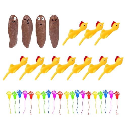 Xujuika Slingshot Poop Toy, Finger Slingshot für Erwachsene | Slingshot Flying Poop Spielzeugset - Mit 20 neuartigen Hühnerfingerspielzeugen mit glitzernden Palmen, fliegendes Kotspiel für von Xujuika