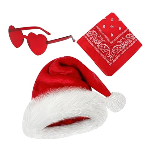 Xujuika Weihnachtsmann-Cowboyhut-Set – Party-Kopfbedeckung, Cowboyhüte, 3 x Herz-Brille, Weihnachtsparty-Hut, Cowgirl-Hut, breite Krempe, Western-Kostüm-Zubehör Xujuika Weihnachtsmann-Cowboyhut-Set – Party-Kopfbedeckung, Cowboyhüte, 3 x Herz-Brille, Weihnachtsparty-Hut, Cowgirl-Hut, breite Krempe, Western-Kostüm-Zubehör von Xujuika