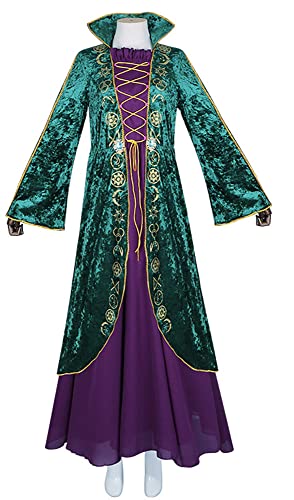 Winifred Sanderson Kostüm für Erwachsene, Hexe, Cosplay, langes Renaissance-Kleid, Bademäntel, Halloween-Kleid (Größe M, Grün) von Xuminvty