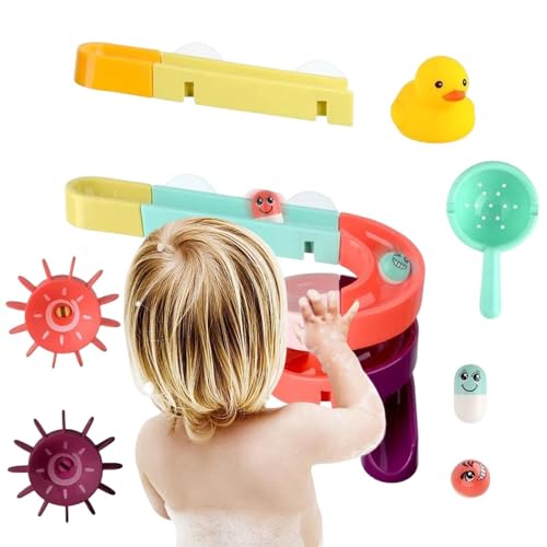 Xvilmaun Badewannen-Rutschspielzeug, Badewannen-Wasserspielzeug - Gleisbauspielzeug - Interaktives Enten-Duschspiel-Spielzeug, pädagogisches Wasserbahn-Spielzeug für Kinder in der Badewanne von Xvilmaun