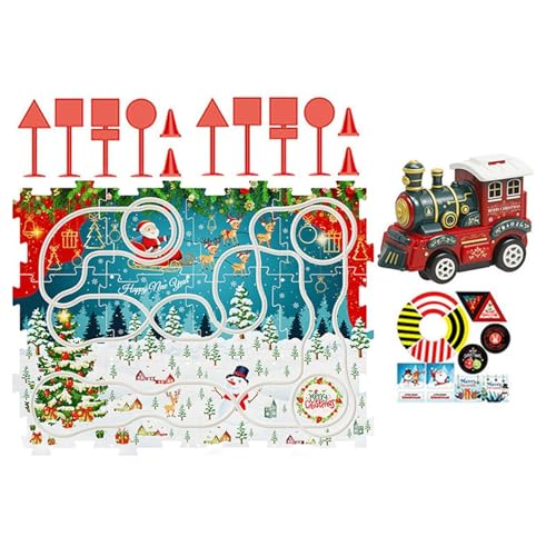 Xvilmaun Puzzle-Gleiswagen-Spielset, Eisenbahnwaggon-Puzzle-Gleiswagen, Cartoon-Autobahn-Spielzeug-Puzzle-Eisenbahnwagen, Buntes Auto-Puzzle-Track-Puzzle-Track-Autospielzeug für die Weihnachtsferien von Xvilmaun