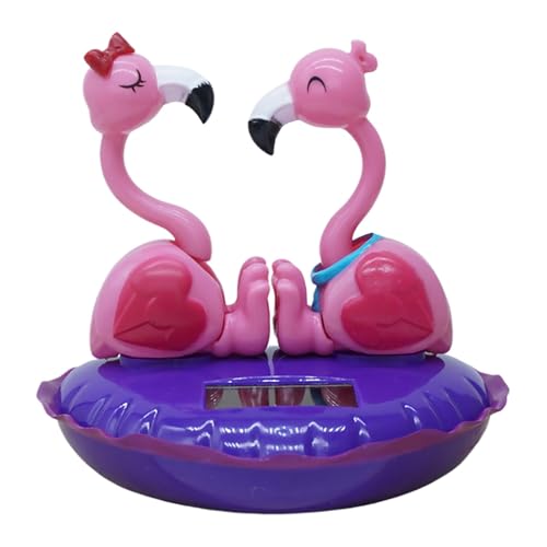 Xvilmaun Solarbetriebener Tanzender Flamingo,Solar-Wackelkopf-Flamingo,Cartoon-Desktop-Ornament - Auto-Armaturenbrett-Shake-Head-Dekoration, Valentinstag-Shake-Head-Spielzeug für die von Xvilmaun