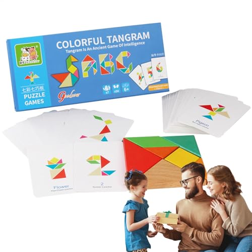 Xvilmaun Tangrams für Kinder im Alter von 3–5 Jahren, Holzbausteine ​​ | Hölzerne Tangrams für Kinder, Blockform-Puzzle | Kreative Formblöcke, Musterspielspielzeug für und Mädchen, Schreiben, von Xvilmaun