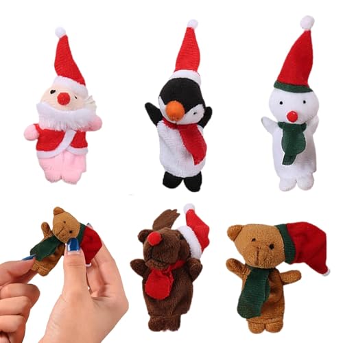 Xvilmaun Tier-Fingerhandpuppen,Plüschtier-Fingerpuppen | Weihnachten Kuscheltier Fingerpuppe - 5X Plüsch-Fingerspielzeug-Sortiment Puppen für die Weihnachts-Schulspielzeit von Xvilmaun