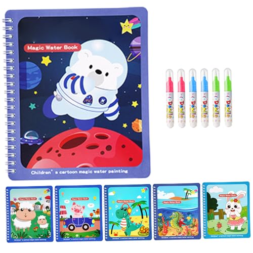 Xweptuy 6pcs Wasser Malbuch interaktiver wiederverwendbares sicheres Wasserfarbe mit Stift für Kleinkinder Bildungslernkits Geschenke von Xweptuy