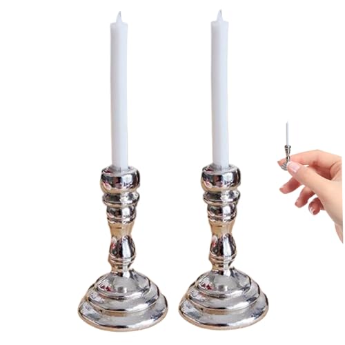 Xweptuy Miniaturen Dollhouse, 2 Stück 1/12 Skala Candelabra & Candles Dollhouse Accessoires für DIY -Szenenzubehör, Silber von Xweptuy