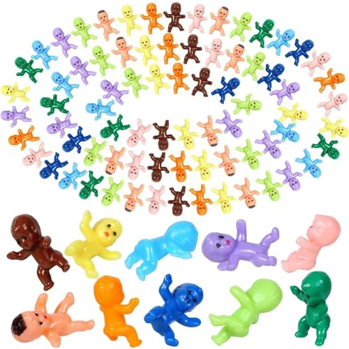 100 Stück Kunststoff Babys, 2,5 cm Mini Kunststoff Babys für die Babyparty, Winzige Kunststoff Babys, kleine Baby Kuchen Babys für Eiswürfel, Babyparty Spiel von Xzyden