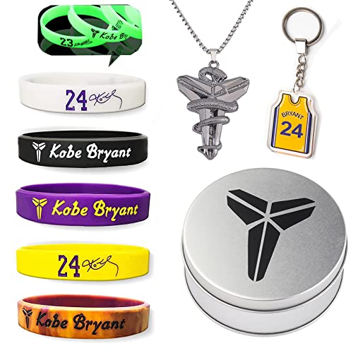 Xzyden Silikon Armbänd, 9 Stück Gummi Armbänder, Basketball-Zubehör mit Basketball-Armband, Schlüsselanhänger, Halskette, Basketball Geschenk Set für Herren, Teenager (24) von Xzyden